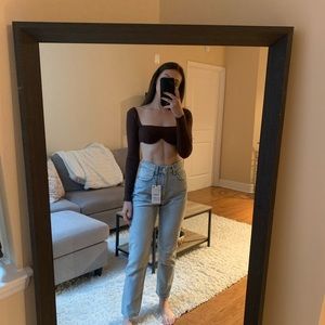 Brown princess polly long sleeve crop top